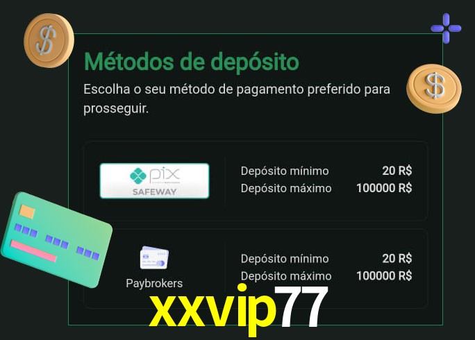 O cassino xxvip77 oferece uma grande variedade de métodos de pagamento